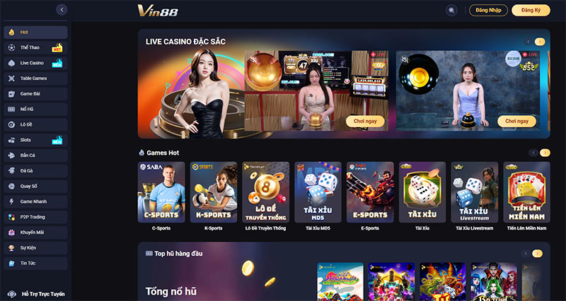 Thiên đường game cá cược tại Vin88